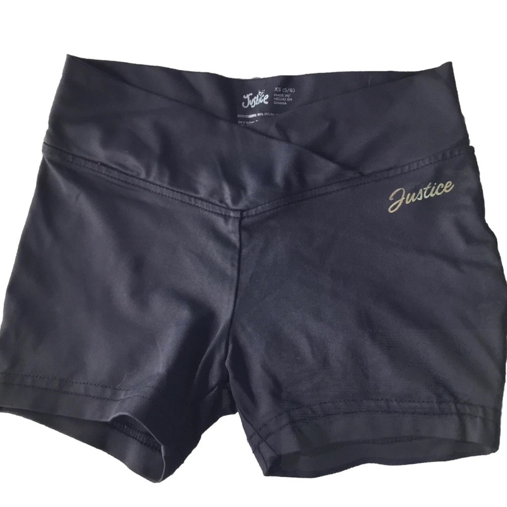 JUSTICE Girls size 5/6 BLACK GOLD YOGA SHORTS